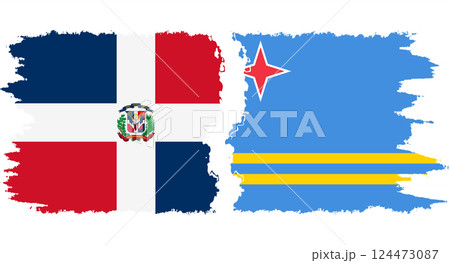 Aruba and Dominican Republic grunge flags connection vector Aruba and Dominican Republic grunge flags connection vector 124473087