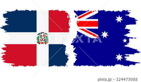 Australia and Dominican Republic grunge flags connection vector 124473088