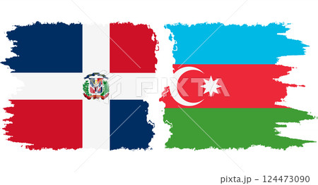 Azerbaijan and Dominican Republic grunge flags connection vector 124473090
