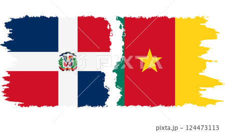 Cameroon and Dominican Republic grunge flags connection vector 124473113