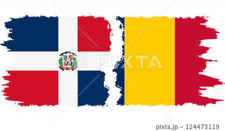Chad and Dominican Republic grunge flags connection vector 124473119