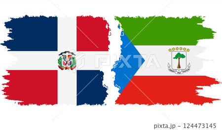 Equatorial Guinea and Dominican Republic grunge flags connection vector 124473145