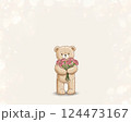 カーネーションの花束を持ったテディベア 母の日 感謝 グリーティング 124473167