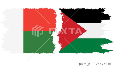 Palestine and Madagascar grunge flags connection vector 124473216