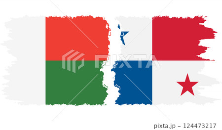 Panama and Madagascar grunge flags connection vector 124473217