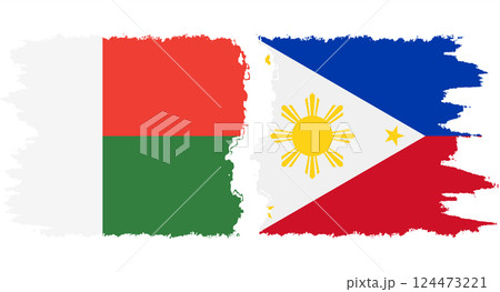 Philippines and Madagascar grunge flags connection vector 124473221