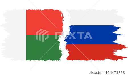 Russia and Madagascar grunge flags connection vector 124473228
