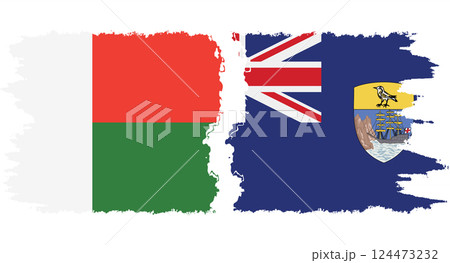 Saint Helena and Madagascar grunge flags connection vector 124473232