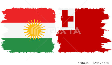 Tonga and Kurdistan grunge flags connection vector Tonga and Kurdistan grunge flags connection vector 124473320