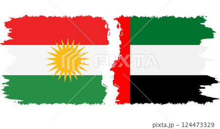 United Arab Emirates and Kurdistan grunge flags connection vector 124473329