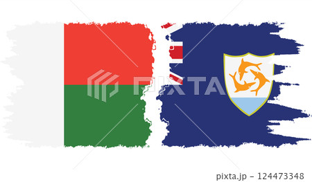 Anguilla and Madagascar grunge flags connection vector 124473348