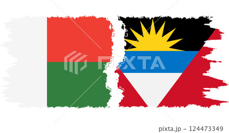 Antigua and Barbuda and Madagascar grunge flags connection vector 124473349