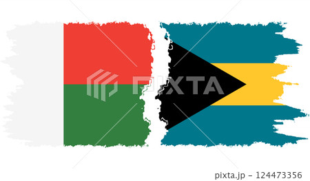 Bahamas and Madagascar grunge flags connection vector 124473356
