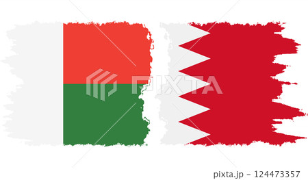 Bahrain and Madagascar grunge flags connection vector 124473357