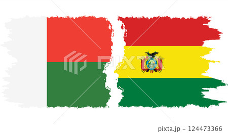 Bolivia and Madagascar grunge flags connection vector 124473366