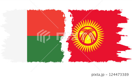 Kyrgyzstan and Madagascar grunge flags connection vector 124473389