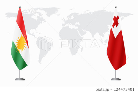 Kurdistan and Tonga flags for official meeting 124473401