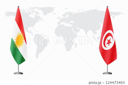 Kurdistan and Tunisia flags for official meeting 124473403