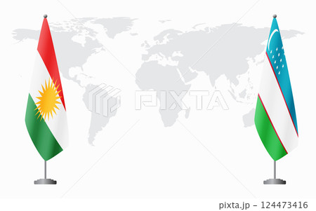 Kurdistan and Uzbekistan flags for official meeting 124473416