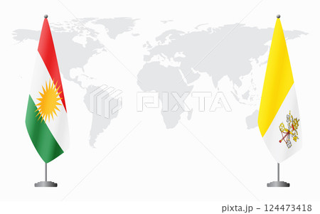 Kurdistan and Vatican flags for official meeting 124473418