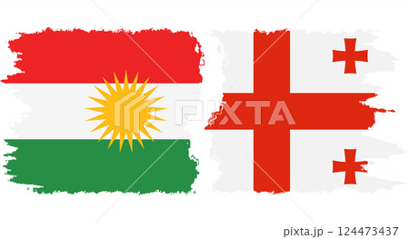Georgia and Kurdistan grunge flags connection vector 124473437