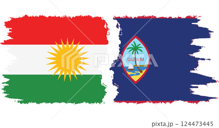 Guam and Kurdistan grunge flags connection vector 124473445