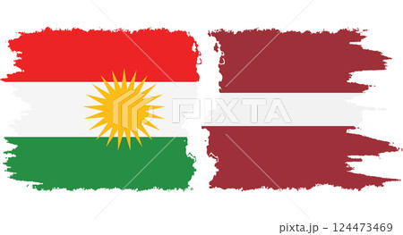 Latvia and Kurdistan grunge flags connection vector Latvia and Kurdistan grunge flags connection vector 124473469