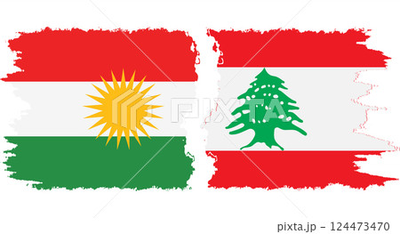 Lebanon and Kurdistan grunge flags connection vector Lebanon and Kurdistan grunge flags connection vector 124473470