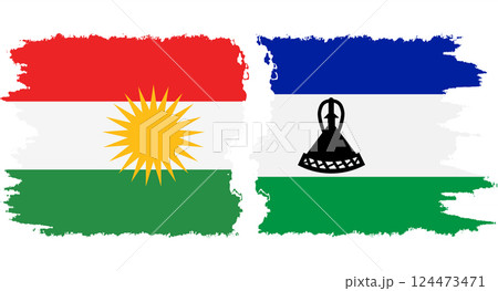 Lesotho and Kurdistan grunge flags connection vector Lesotho and Kurdistan grunge flags connection vector 124473471