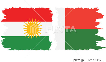 Madagascar and Kurdistan grunge flags connection vector 124473479