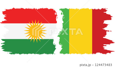 Mali and Kurdistan grunge flags connection vector 124473483