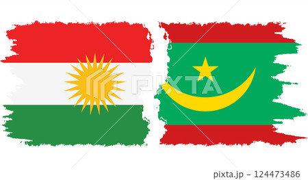 Mauritania and Kurdistan grunge flags connection vector 124473486