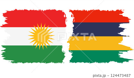Mauritius and Kurdistan grunge flags connection vector 124473487
