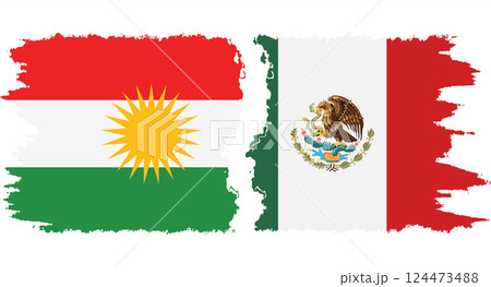 Mexico and Kurdistan grunge flags connection vector 124473488