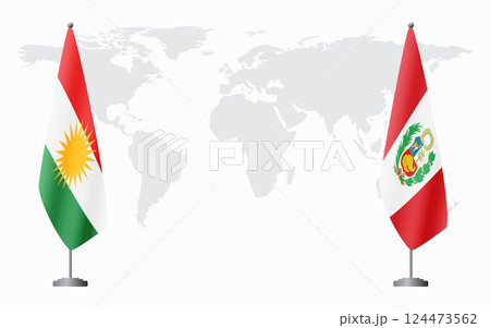 Kurdistan and Peru flags for official meeting 124473562