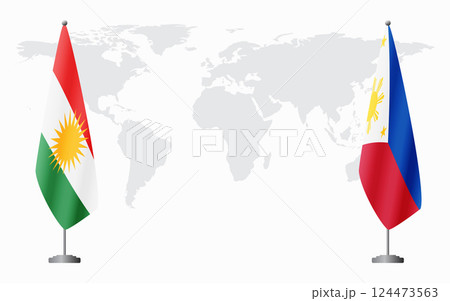 Kurdistan and Philippines flags for official meeting 124473563