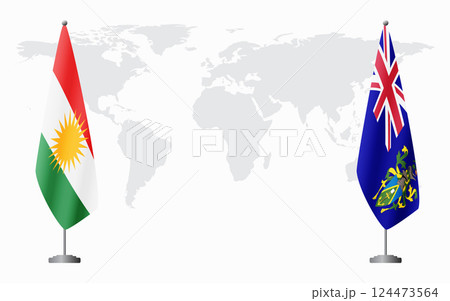 Kurdistan and Pitcairn Islands flags for official meeting 124473564