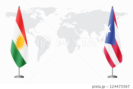 Kurdistan and Puerto Rico flags for official meeting 124473567