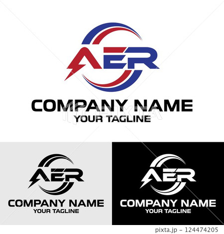 Initial AER letter electric modern typography swoosh logo design template Initial AER letter electric modern typography swoosh logo design template 124474205