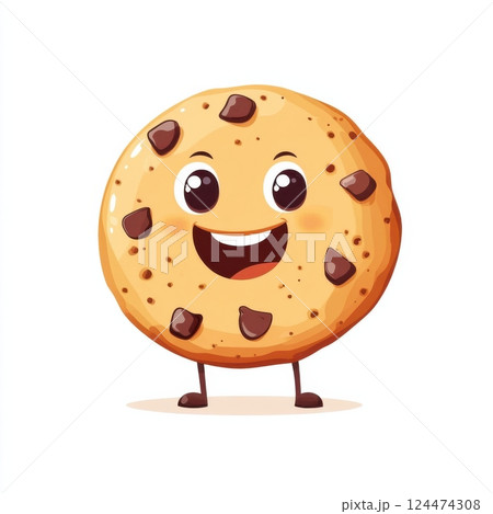 cartoon white egg character with face 124474308