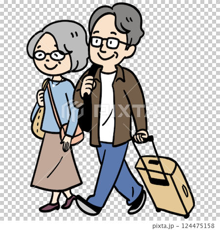 一對老年夫婦一起去旅行 一對老年夫婦一起去旅行 124475158