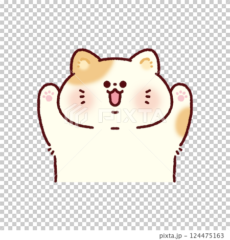 バンザイするかわいい猫 124475163