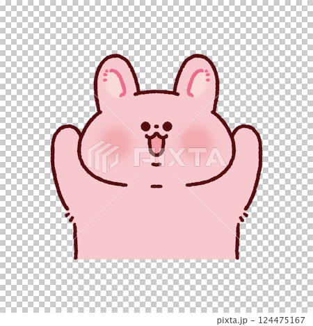 バンザイするかわいいウサギ 124475167