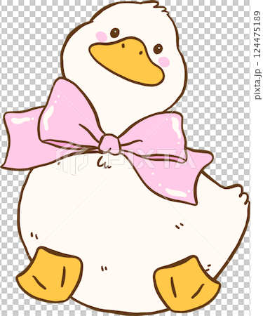 Cute White Duck with Pink Bow Sitting Springtime Aesthetic Cartoon Doodle Hand Draw Cute White Duck with Pink Bow Sitting Springtime Aesthetic Cartoon Doodle Hand Draw 124475189