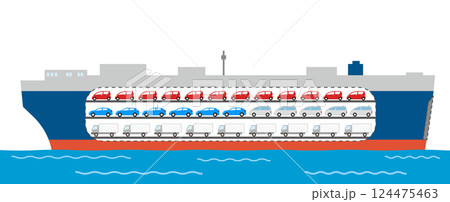 内部が見える自動車運搬船 内部が見える自動車運搬船 124475463