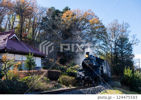 【真岡線】お寺の側を通過するSLもおか 124475583