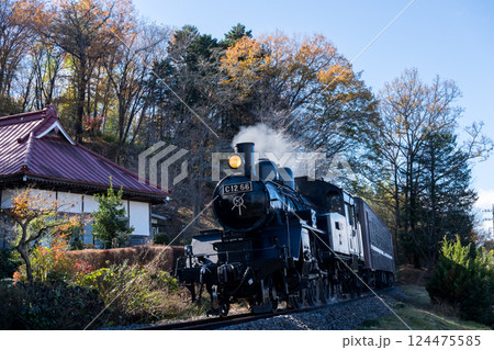 【真岡線】お寺の側を通過するSLもおか 124475585