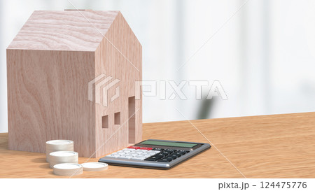 The House and calculator for Real estate or property concept 3d Rendering. The House and calculator for Real estate or property concept 3d Rendering. 124475776