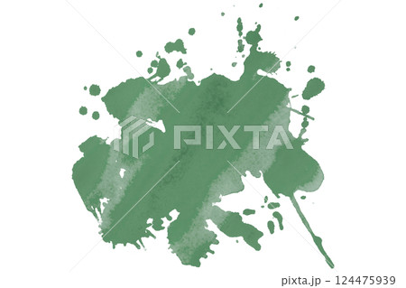 green brush paint stain isolated on transparent background 124475939
