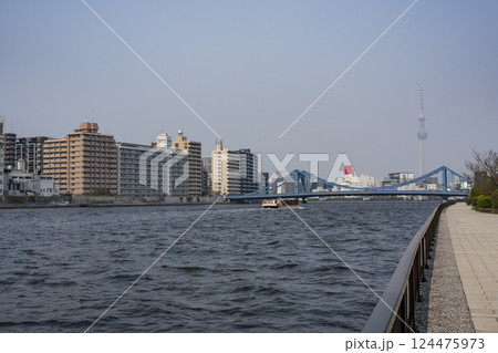 隅田川と晴海運河沿いの風景 124475973